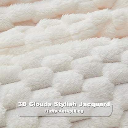 NEWCOSPLAY Super Soft King Blanket Ivory Premium Silky Flannel Fleece 3D Clouds - Image 5