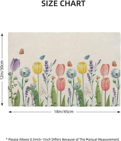 Spring Placemats Set of 4, Tulip Lavender Flower Decorative Table Mat 12 x 18 - Image 4