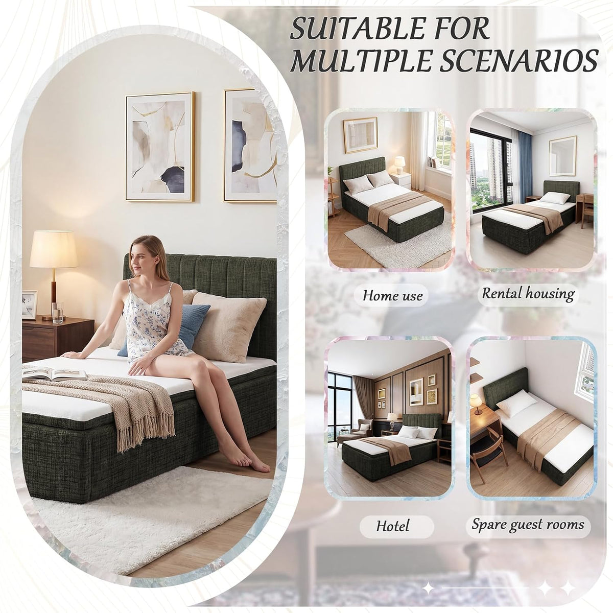 twin compression bed boneless bed frame with mattress, package contents