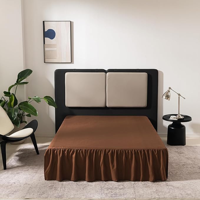 Brown Bed Skirt Twin Size Ruffled Bed Skirt by TSUTOMI