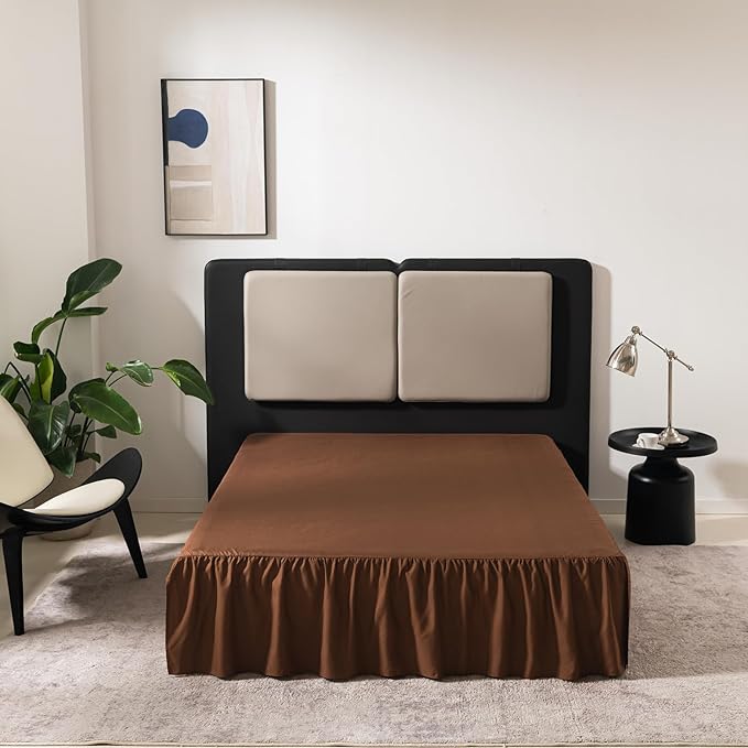 Brown Bed Skirt King Size Ruffled Bed Skirt by TSUTOMI