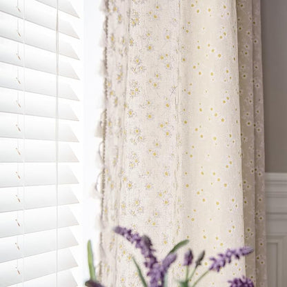 ENJOYBRIDAL Floral Curtains 63 Inch Length 2 Panels Short Drapes Tassel Rod by ENJOYBRIDAL