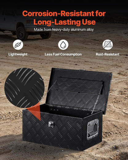 vevor heavy duty aluminum truck bed tool box, close-up detail