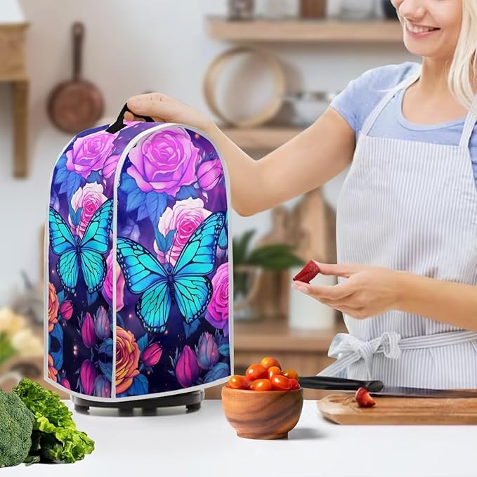 Rose Butterfly Kitchen Blender Dust Cover Anti Fingerprint Polyester Food - Image 2