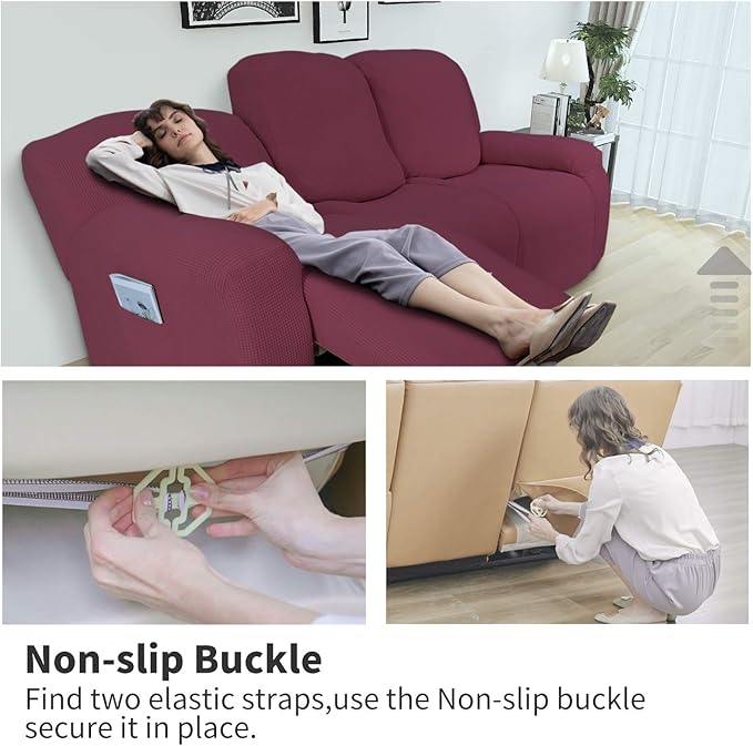 Easy-Going 8 Pieces Recliner Sofa Stretch Sofa Slipcover Sofa Cover Furniture - Image 3