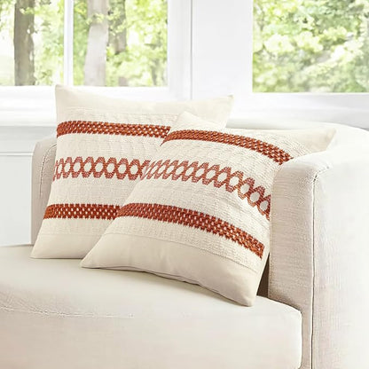 MIULEE Set of 2 Burnt Orange Decorative Lumbar Pillow Covers 12x20 Inch - Image 7