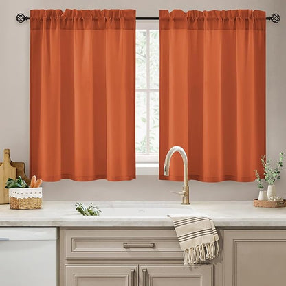 HOMEIDEAS Non-See-Through Fall Burnt Orange Privacy Kitchen Sheer Curtains 36 by HOMEIDEAS