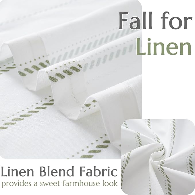 jinchan Linen Striped Kitchen Curtains Tier Cafe Curtains - Image 5