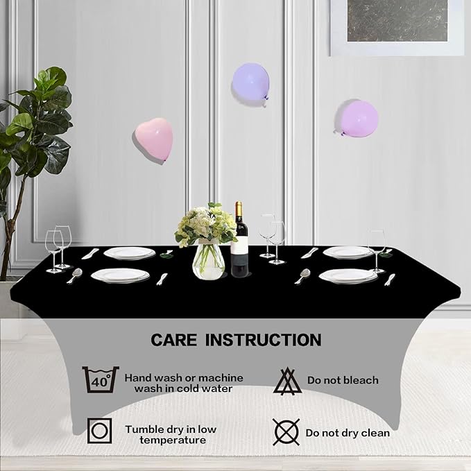 IVAPUPU 6FT Spring Table Cloth for Rectangular Fitted Events Stretch Black - Image 5