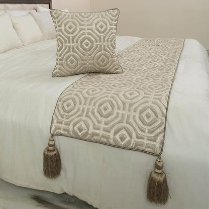 The HomeCentric King/Queen/Twin Beige Designer King 90"x18" Bed Runner - Image 4