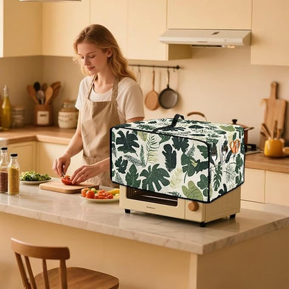 Monstera Palm Leaf Print Microwave Oven Dust Cover Foldable Microwave Toaster - Image 2