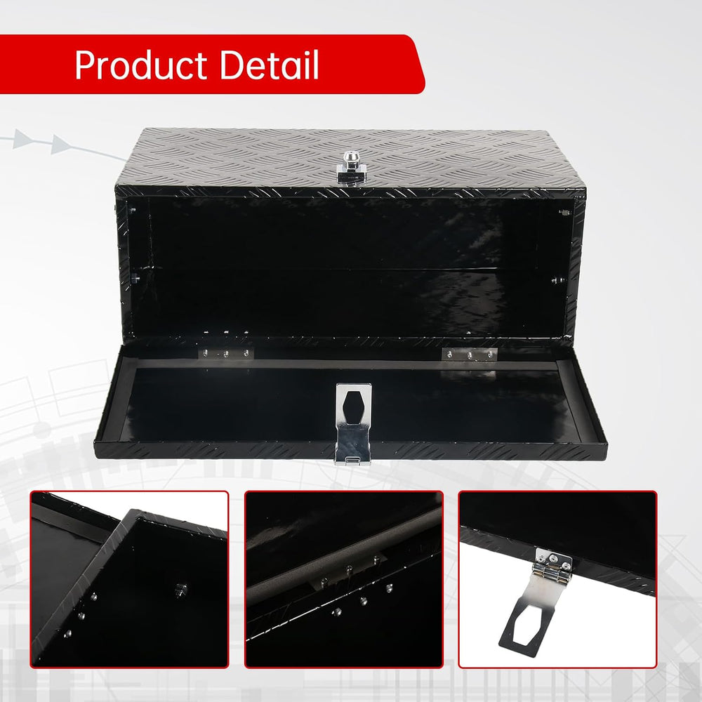 24'' Inch Stripes Plated ATV UTV Aluminum Tool Box Truck Bed