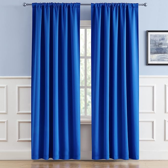 DUALIFE Royal Blue Curtains Room Darkening Curtains，Rod Pocket and Back Tab - Image 2