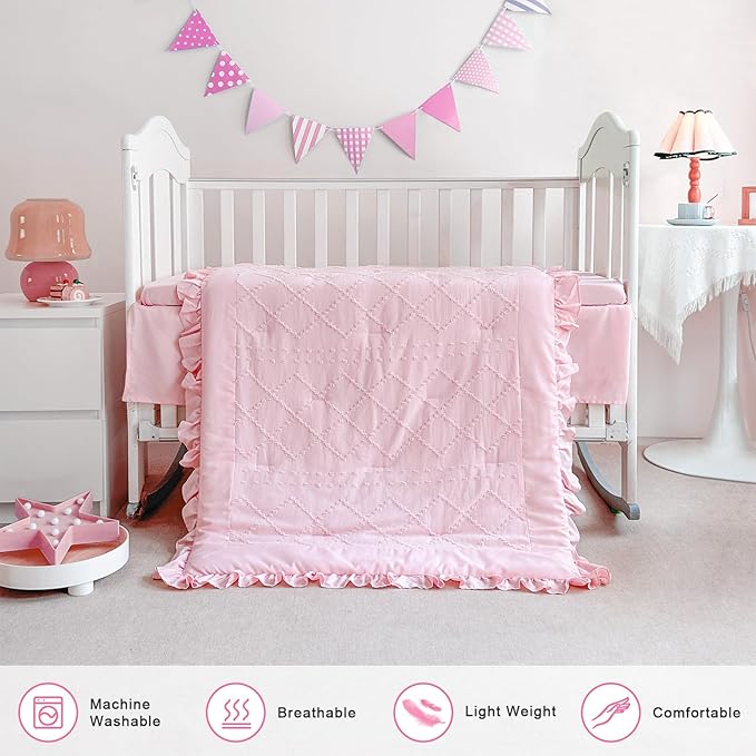 Wowelife Baby Girl Crib Bedding Set, Boho 3-Piece Crib Comforter Set - Image 5