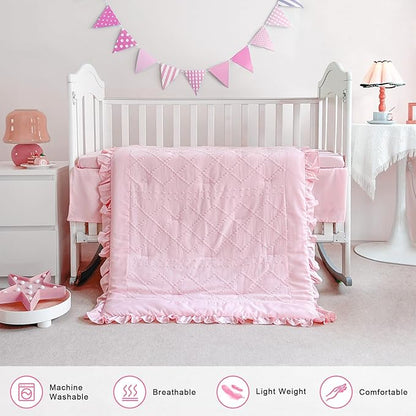 Wowelife Baby Girl Crib Bedding Set, Boho 3-Piece Crib Comforter Set - Image 5