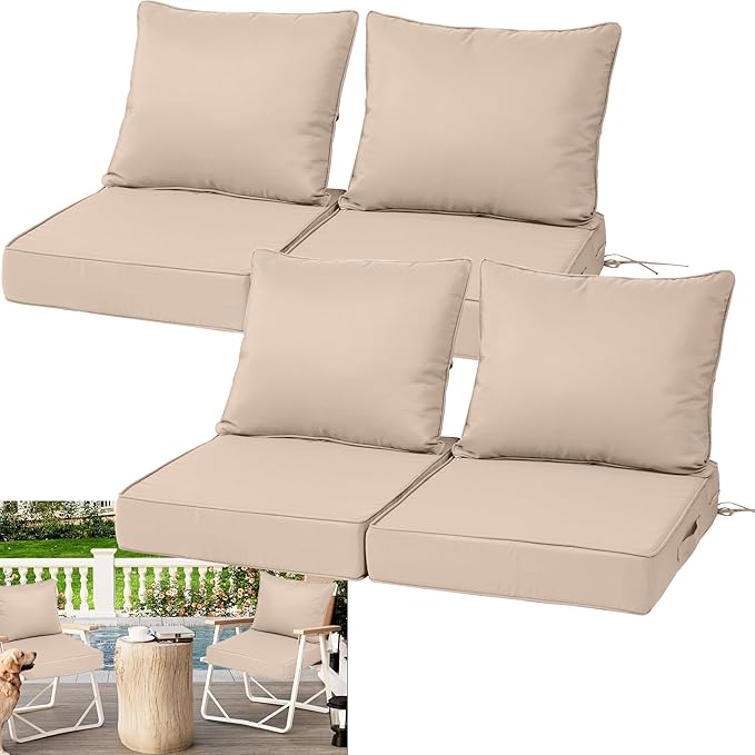 Waterproof Outdoor Chair Cushion Set of 4, Outdoor Cushions by Vulacko