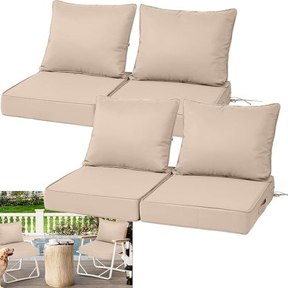 Waterproof Outdoor Chair Cushion Set of 4, Outdoor Cushions by Vulacko