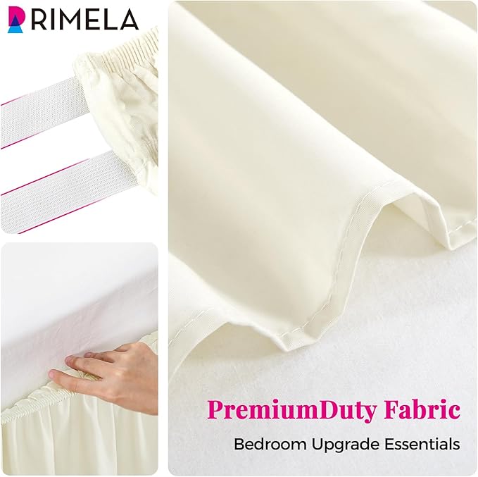 RIMELA Ivory Bed Skirt Queen Size 15 Inch Drop, Elastic Bed Skirting - Image 9