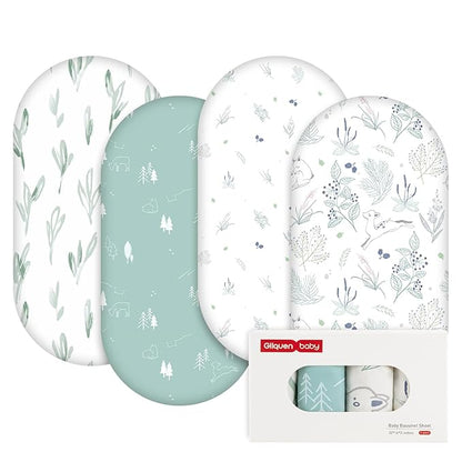 Gllquen Baby Bassinet Sheets 4 Pack, Breathable Cozy Fitted Mattress Sheet by GLLQUENBABY