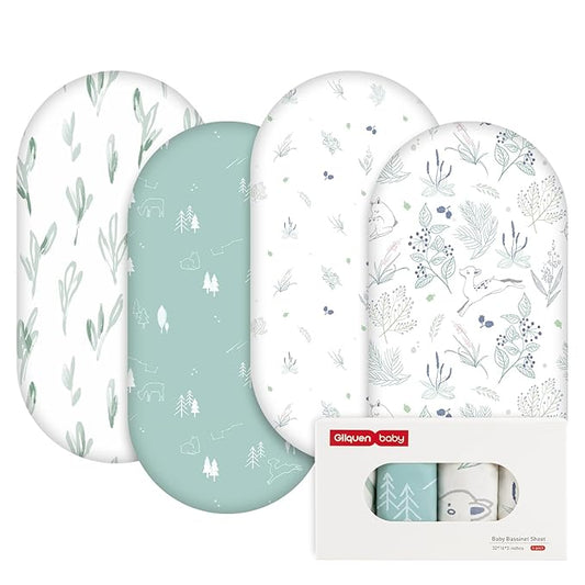 Gllquen Baby Bassinet Sheets 4 Pack, Breathable Cozy Fitted Mattress Sheet by GLLQUENBABY