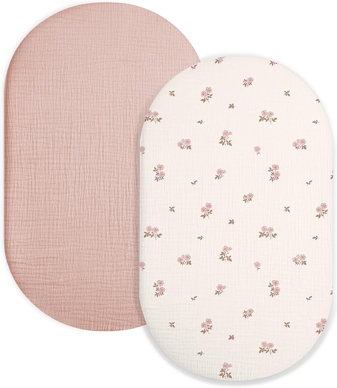 Bassinet Sheet for Baby Boy and Girl 2 Pack, Fitted Sheets for Rectangle by Meowcards