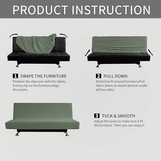 Easy-Going Stretch Futon Slipcover Armless Futon Bed Cover Furniture Protector - Image 6