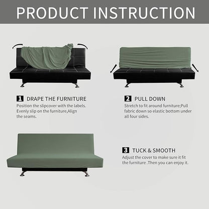 Easy-Going Stretch Futon Slipcover Armless Futon Bed Cover Furniture Protector - Image 6