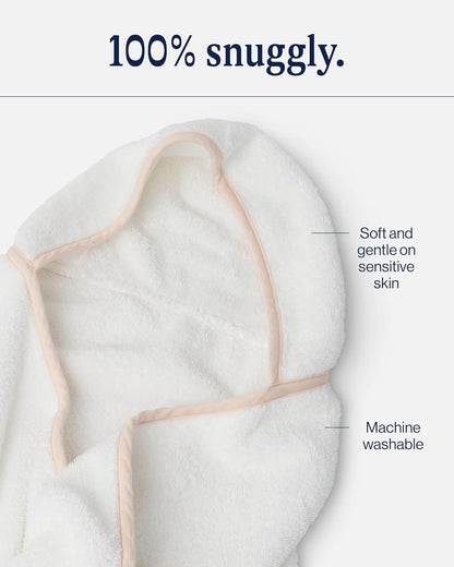 lalo hooded towel and washcloth set, 100% organic showing dimensions