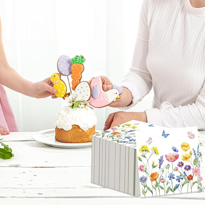 50 Count Wild Flowers Floral Paper Napkins, Disposable Spring Garden Party - Image 6