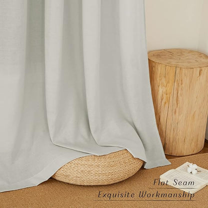NICETOWN Linen Gray Curtains for Windows, Grommet Top Thick Flax Semi Sheer - Image 7