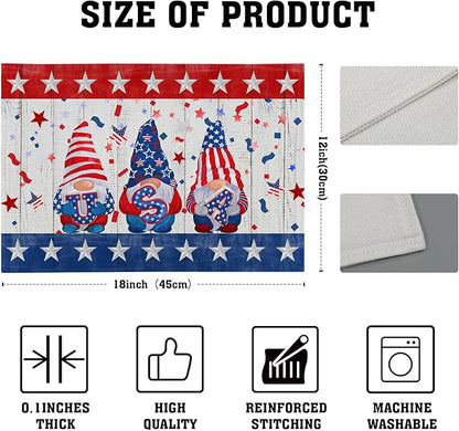 Giwawa Patriotic Gnomes Placemats 12x18inch 4th of July USA Elf American Stars - Image 4