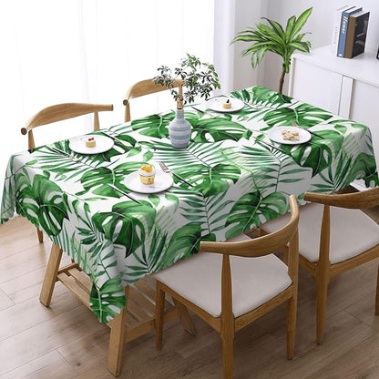 Tropical Palm Leaves Tablecloth Green Monstera Leaf Watercolor Herbs Table - Image 2