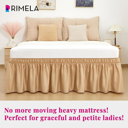 RIMELA Bed Skirt Queen Size Champagne Gold 15 Inch Drop, Wrap Around Elastic - Image 2