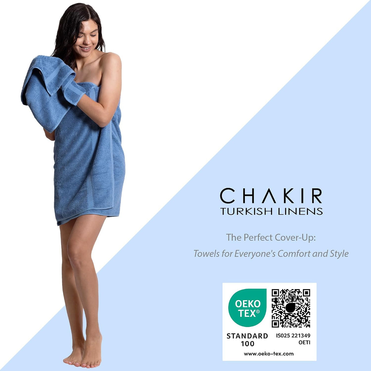 chakir turkish linens 100% cotton 8-piece towel set, close-up detail