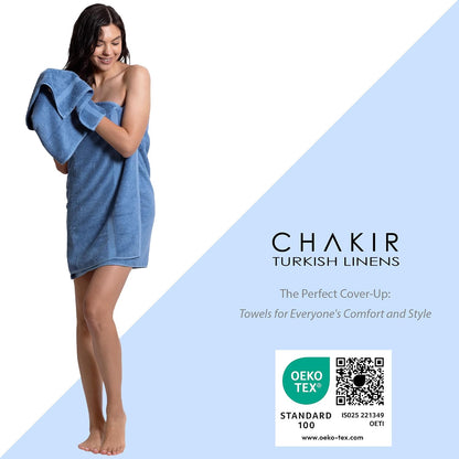 chakir turkish linens 100% cotton 8-piece towel set, close-up detail
