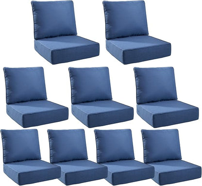 6" Thick Outdoor Cushions 24x24x6, 9-Set Deep Seat Patio Cushions by Pugire