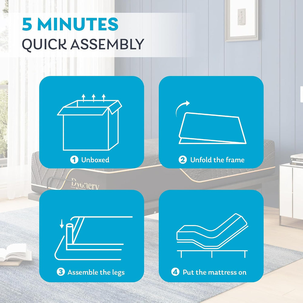 Split King Adjustable Bed Base + 14 Inch Memory Foam Mattress