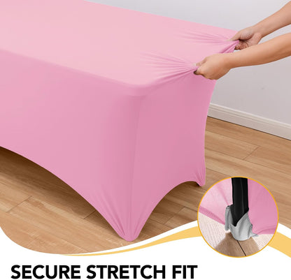 premium pink spandex tablecloths for 6ft rectangle tables, close-up detail