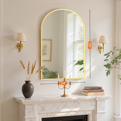 sweetcrispy 24"x 36" arched gold bathroom mirrors for, side view