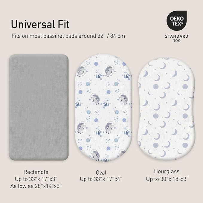 Gllquen Baby Muslin Bassinet Sheets 3 Pack, Breathable Elastic Cozy Fitted - Image 4