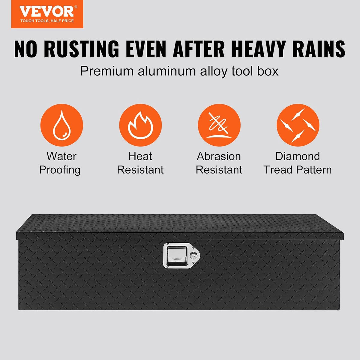 vevor heavy duty aluminum truck bed tool box shown in use