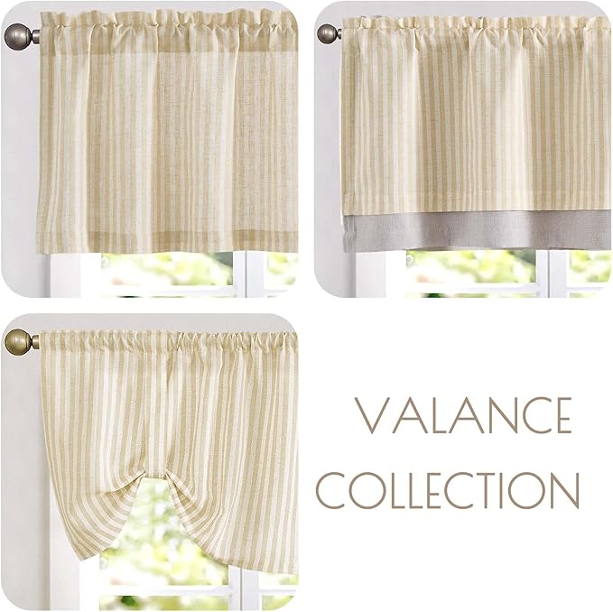 jinchan Linen Striped Valance for Windows 18 Inch Blackout Drapes for Small - Image 8