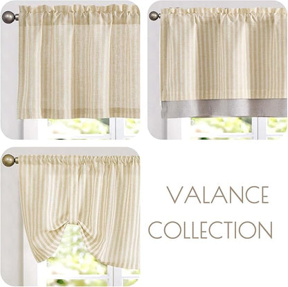 jinchan Linen Striped Valance for Windows 18 Inch Blackout Drapes for Small - Image 8