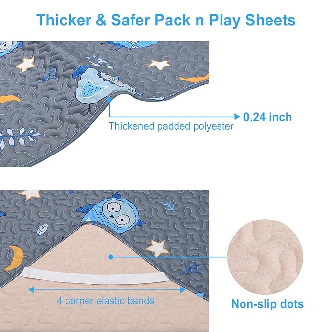 Quilted Pack n Play Sheet Fitted, Breathable Thick Pad - Image 2
