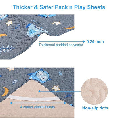 Quilted Pack n Play Sheet Fitted, Breathable Thick Pad - Image 2