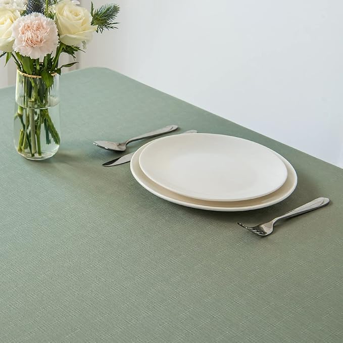 maxmill Faux Linen Texture Tablecloth Stain Resistant Waterproof Wrinkle - Image 3