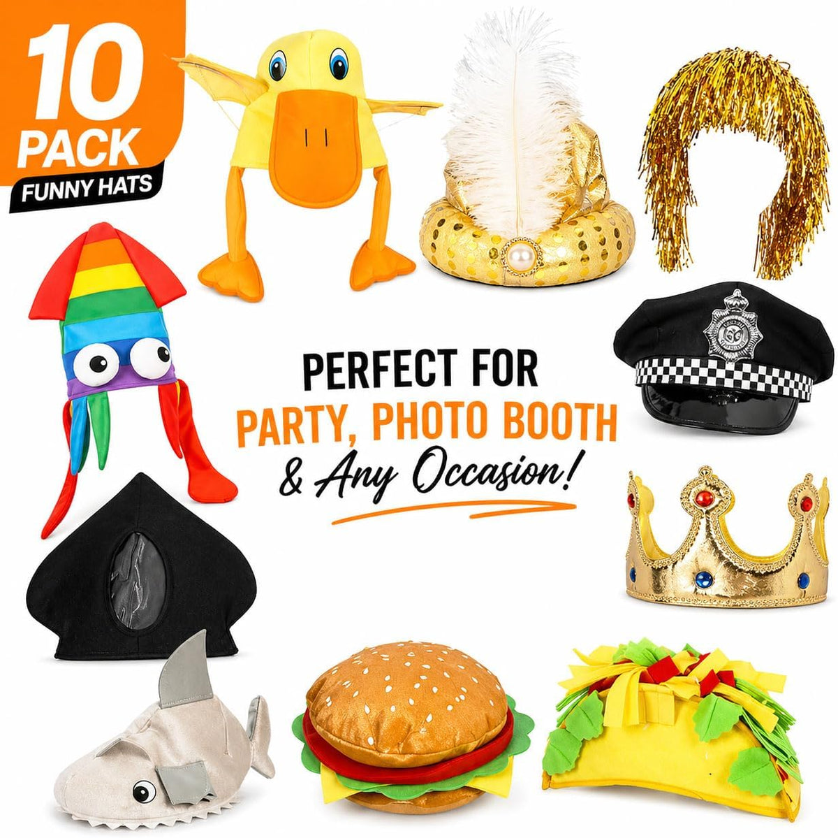 Funny Party Hats Bulk,Costume Crazy Hats for Adults, Photo Booth Props, Birthday Halloween Party Supplies