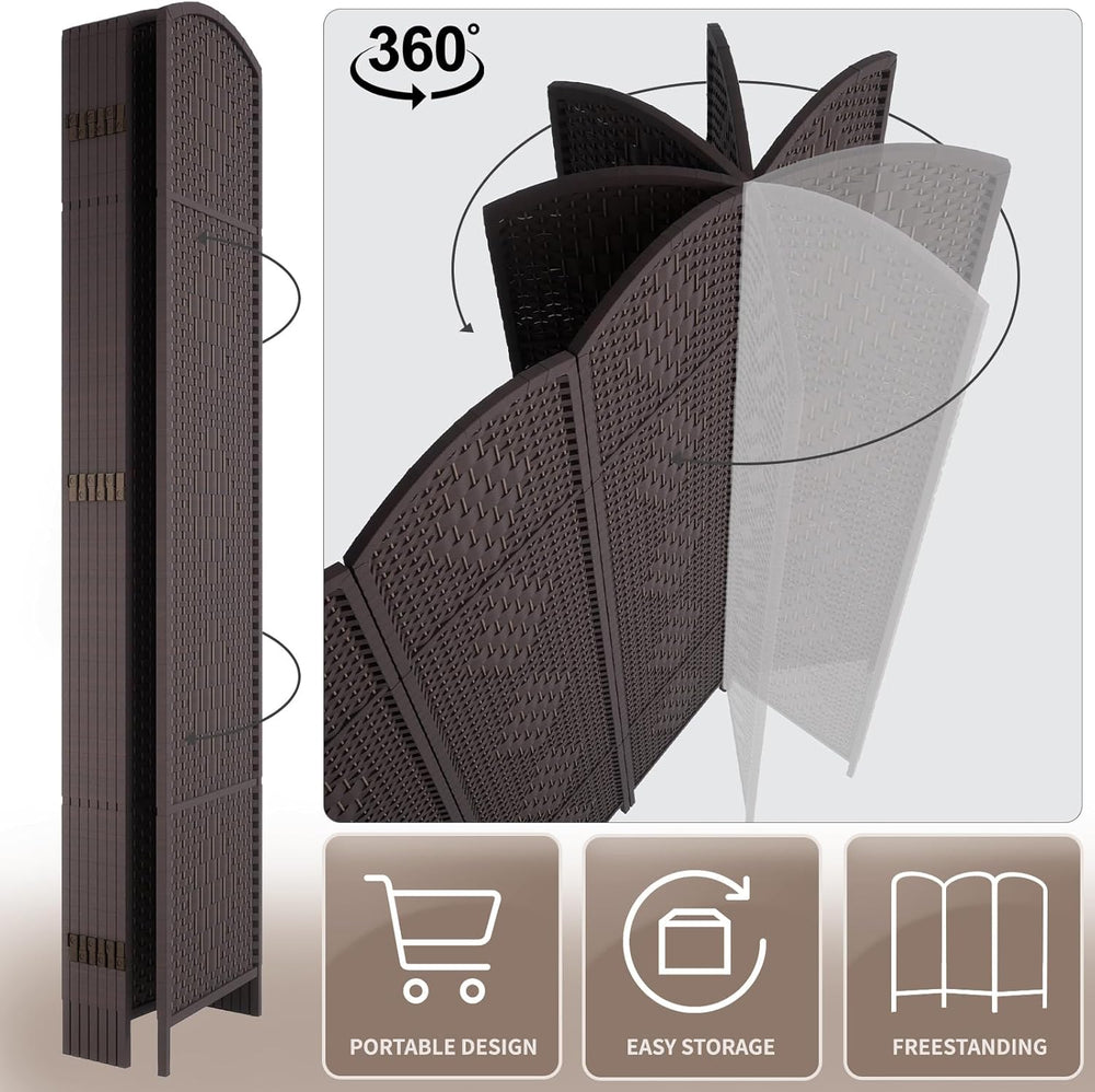 RHF Room Divider, 4 Panel Partition Room Dividers Screen, Dark Coffee