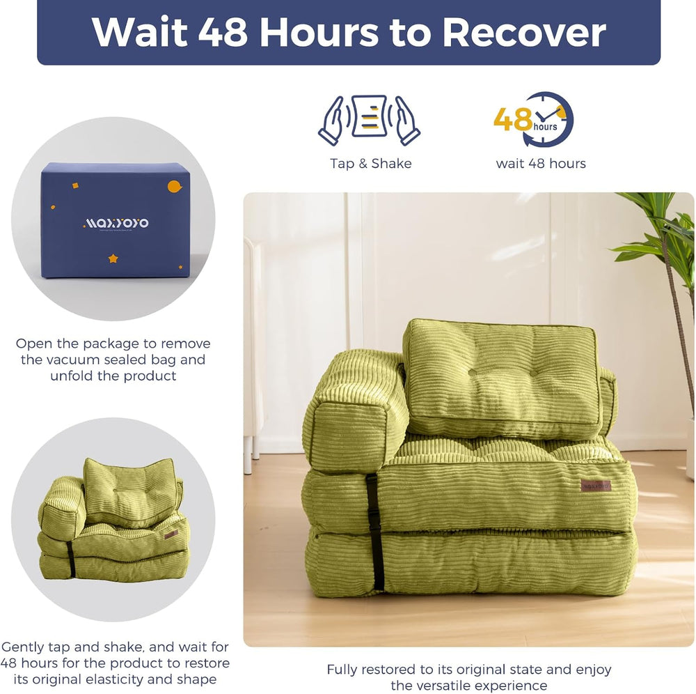MAXYOYO Folding Sofa Bed, Convertible Chair Bed with Pillow