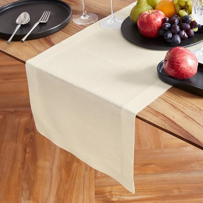 Solino Home Linen Ivory Table Runner 120 Inches Long - Image 2